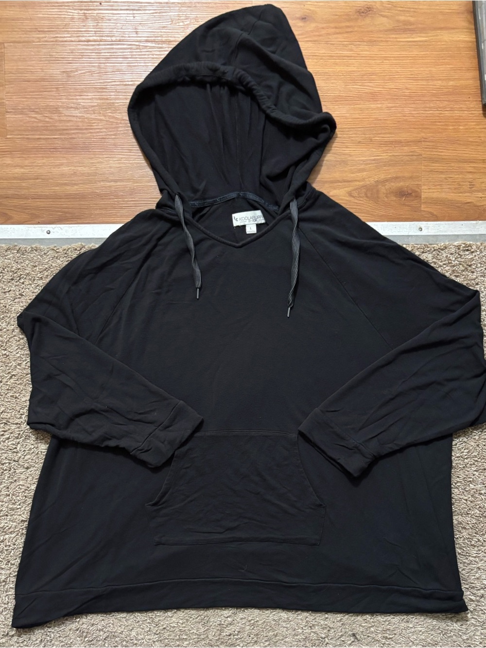 Koolaburra By Ugg Woman Lg Oversized Black Lightweight Hoodie 3/4 Length Sleeve